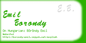 emil borondy business card