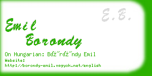 emil borondy business card